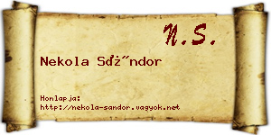 Nekola Sándor névjegykártya